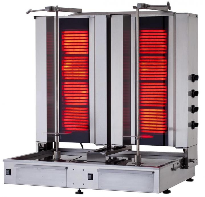 KLG 171-T DONER GRILL ELECTRIC, BOTTOM MOTOR, WITH GLASS,TWIN MODEL 4+4 Burners KLG 171-T DONER GRILL ELECTRIC, BOTTOM MOTOR, WITH GLASS,TWIN MODEL 4+4 Burners