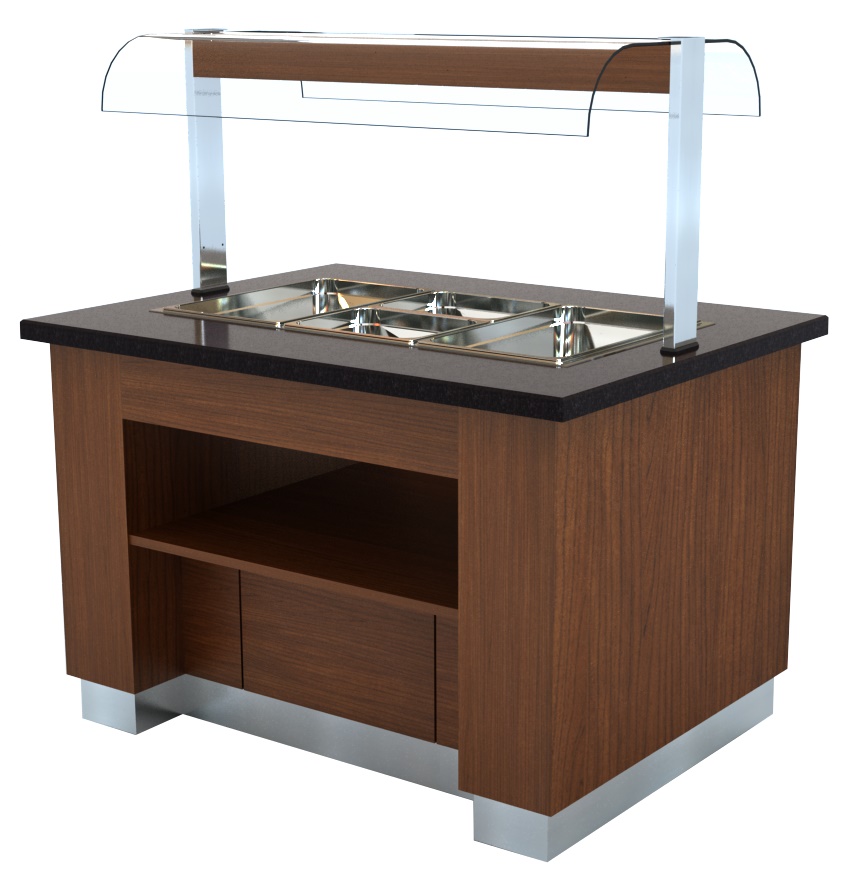 Warm Buffet Wenge 1300 Met 3x 1/1gn Bain-marie Warm Buffet Wenge 1300 Met 3x 1/1gn Bain-marie