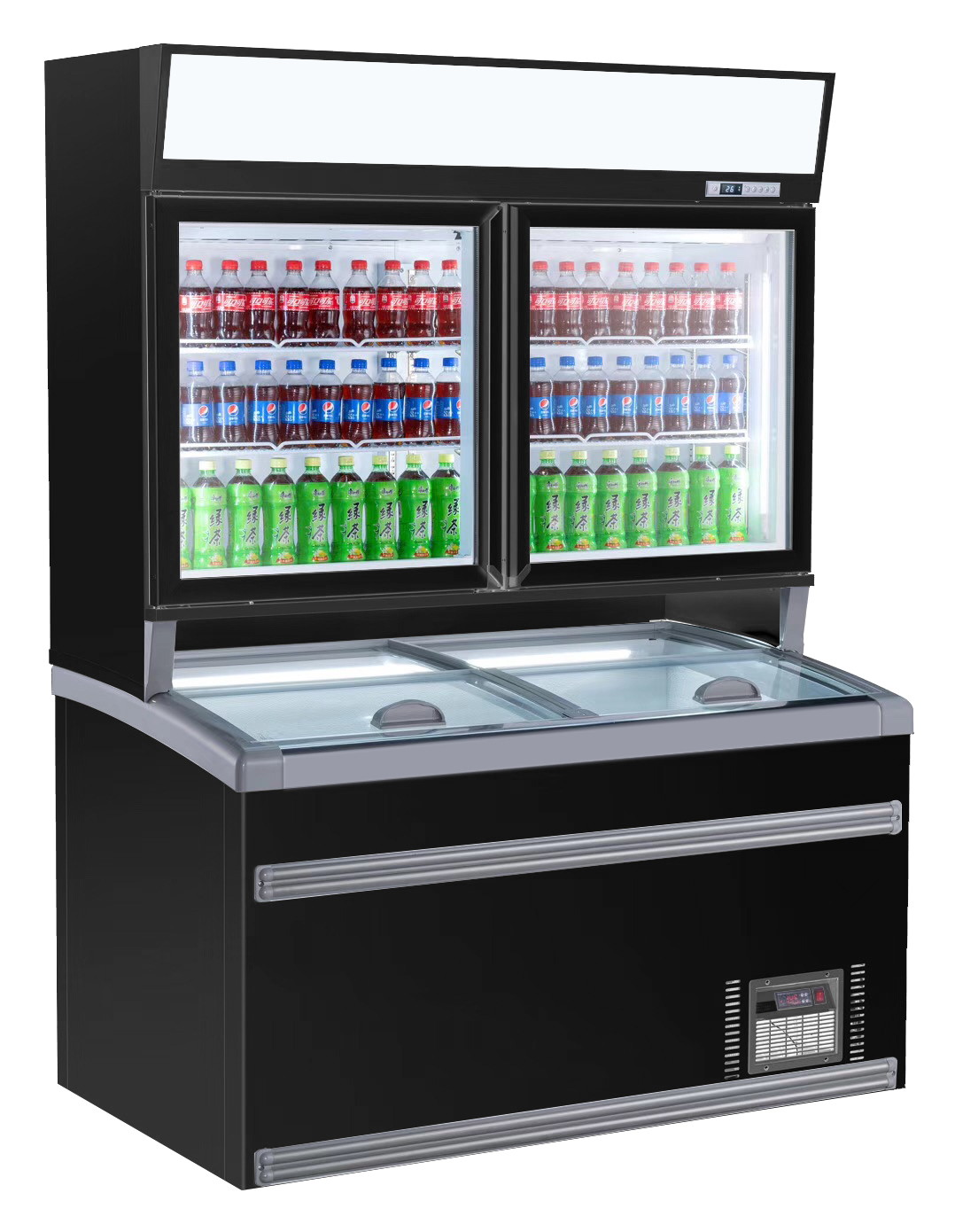 Wandvrieskast Zwart 2 Glasdeuren Wandvrieskast Zwart 2 Glasdeuren