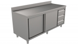 Rvs Werktafel Rand Met Schuifdeuren en Laden Rechts 1800 x 700-line