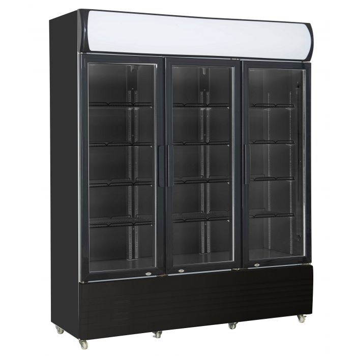 Koelkast 3 Glasdeuren Zwart Fcu-1200 Bl Koelkast 3 Glasdeuren Zwart Fcu-1200 Bl