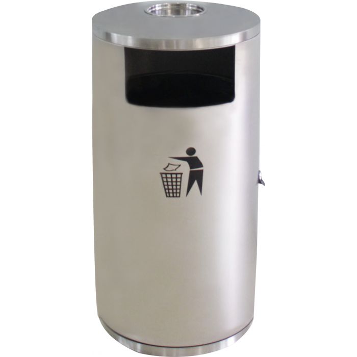 Afvalbak Met Asbak Geb. Rvs Afvalbak Met Asbak Geb. Rvs