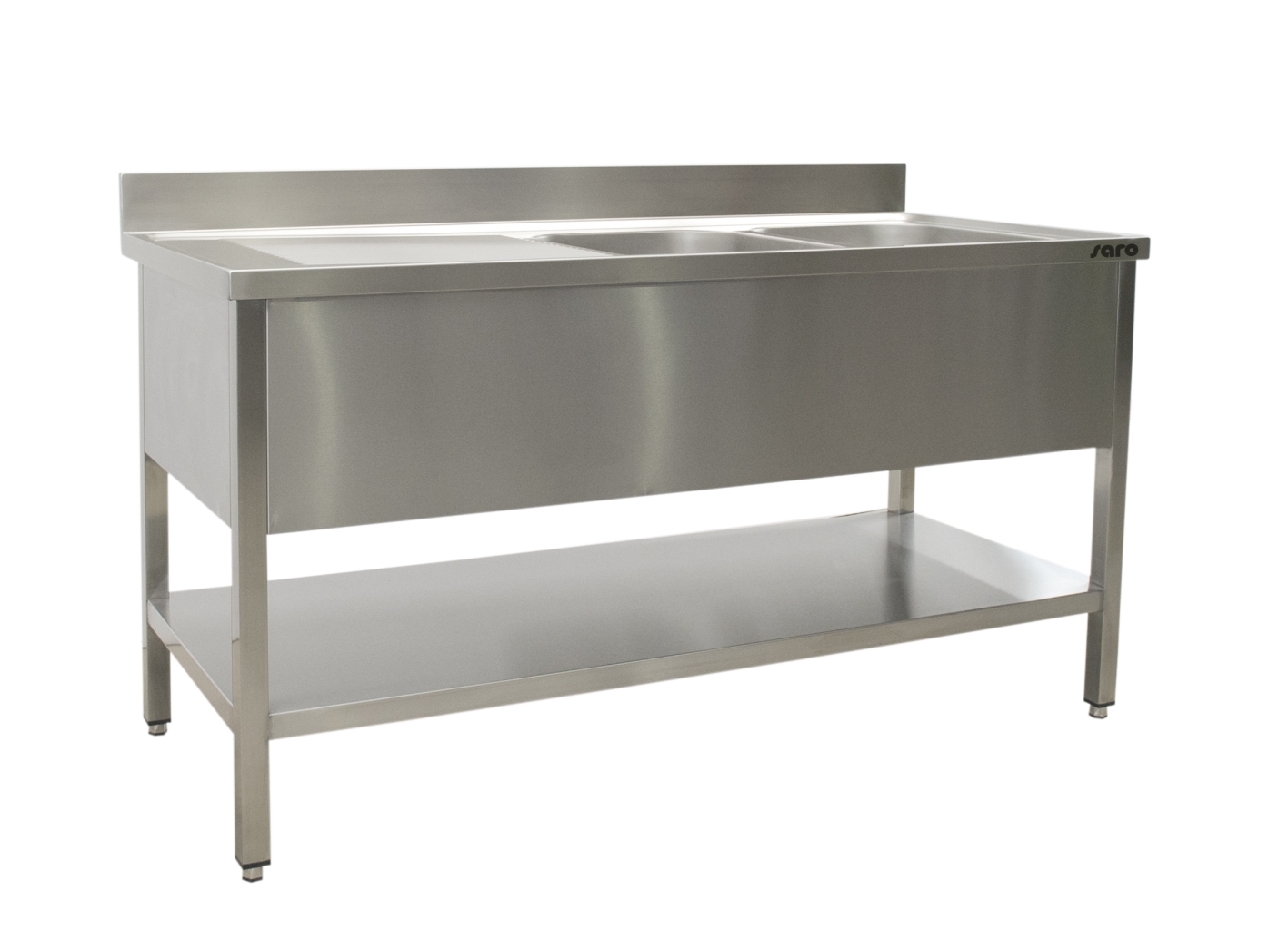 SARO Spoeltafel met twee wasbakken, rechts - 600 mm diepte, 1600 mm SARO Spoeltafel met twee wasbakken, rechts - 600 mm diepte, 1600 mm