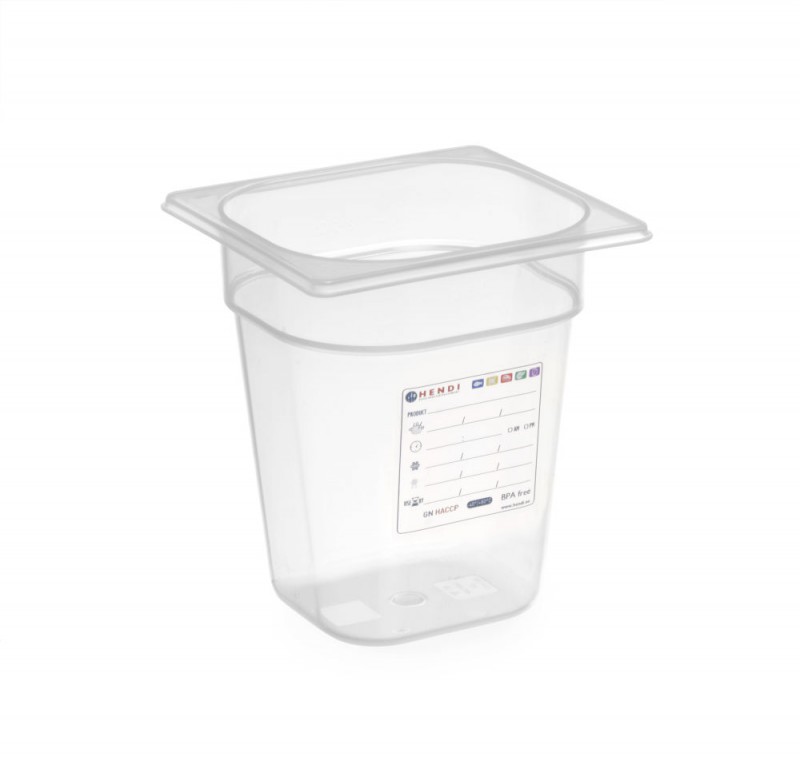 Container GN 1/6, HENDI, GN 1/6, 3,4L, Transparant, 176x162x(H)200mm Container GN 1/6, HENDI, GN 1/6, 3,4L, Transparant, 176x162x(H)200mm