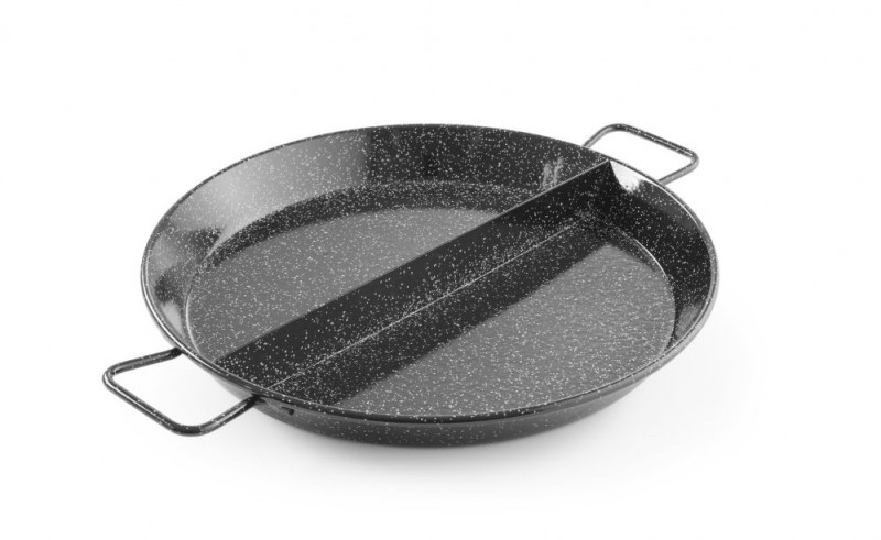 Geëmailleerde paëllapannen met compartimenten, HENDI, 2 vakken, ø430x(H)47mm Geëmailleerde paëllapannen met compartimenten, HENDI, 2 vakken, ø430x(H)47mm