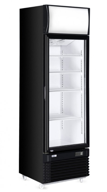 Backbar koelkast met lichtbak, enkele deur, Arktic, 254L, Zwart, 220-240V/250W, 578x605x(H)1980mm Backbar koelkast met lichtbak, enkele deur, Arktic, 254L, Zwart, 220-240V/250W, 578x605x(H)1980mm