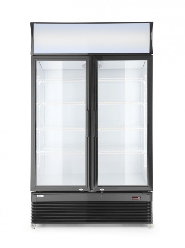 Backbar koelkast met lichtbak, dubbele deur, Arktic, 512L, Zwart, 220-240V/510W, 1120x585x(H)1900mm Backbar koelkast met lichtbak, dubbele deur, Arktic, 512L, Zwart, 220-240V/510W, 1120x585x(H)1900mm