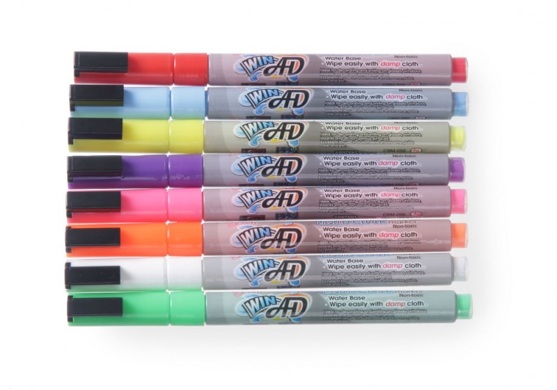 Krijtstiften 3 mm, HENDI, 1 witte, 1 rode, 1 blauwe, 1 groene, 1 gele, 1 paarse, 1 oranje en 1 roze stift Krijtstiften 3 mm, HENDI, 1 witte, 1 rode, 1 blauwe, 1 groene, 1 gele, 1 paarse, 1 oranje en 1 roze stift