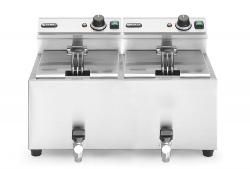 Friteuse Profi Line met aftapkraan - 2 x 8 l, HENDI, Profi Line, 16L, 230V/7000W, 610x515x(H)369mm Friteuse Profi Line met aftapkraan - 2 x 8 l, HENDI, Profi Line, 16L, 230V/7000W, 610x515x(H)369mm