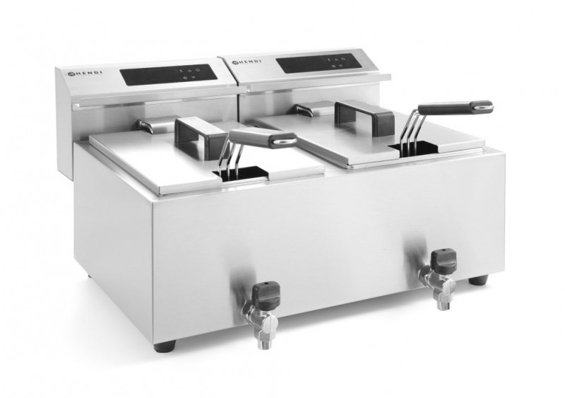 Friteuse Profi Line met aftapkraan digitaal - 2 x 8 l, HENDI, Profi Line, 16L, 230V/7000W, 605x515x(H)350mm Friteuse Profi Line met aftapkraan digitaal - 2 x 8 l, HENDI, Profi Line, 16L, 230V/7000W, 605x515x(H)350mm