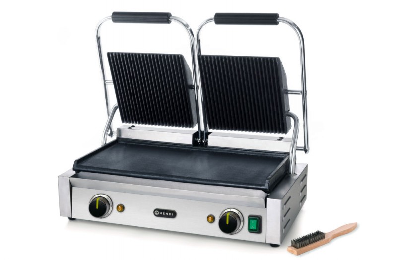 Contactgrill - dubbele versie, HENDI, boven geribd, onder glad, 230V/3600W, 570x395x(H)510mm Contactgrill - dubbele versie, HENDI, boven geribd, onder glad, 230V/3600W, 570x395x(H)510mm