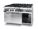 Gasfornuis Kitchen Line 6-pits Met Convectieoven GN 1/1, Hendi, Kitchen Line, 230v/3000w, 28,5kw, 1200x722x(h)900mm