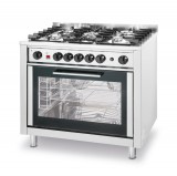 Gasfornuis - 5 Pits Met Elektrische Oven, Hendi, Kitchen Line, Zilver, 230v/2900w, 14,3kw, 900x653x(h)900mm