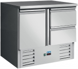 Saro Gekoelde Werkbank Met Deur en Lades, Model Vivia S 901 S/s Top 2x 1/2 GN Saro Gekoelde Werkbank Met Deur en Lades, Model Vivia S 901 S/s Top 2x 1/2 GN