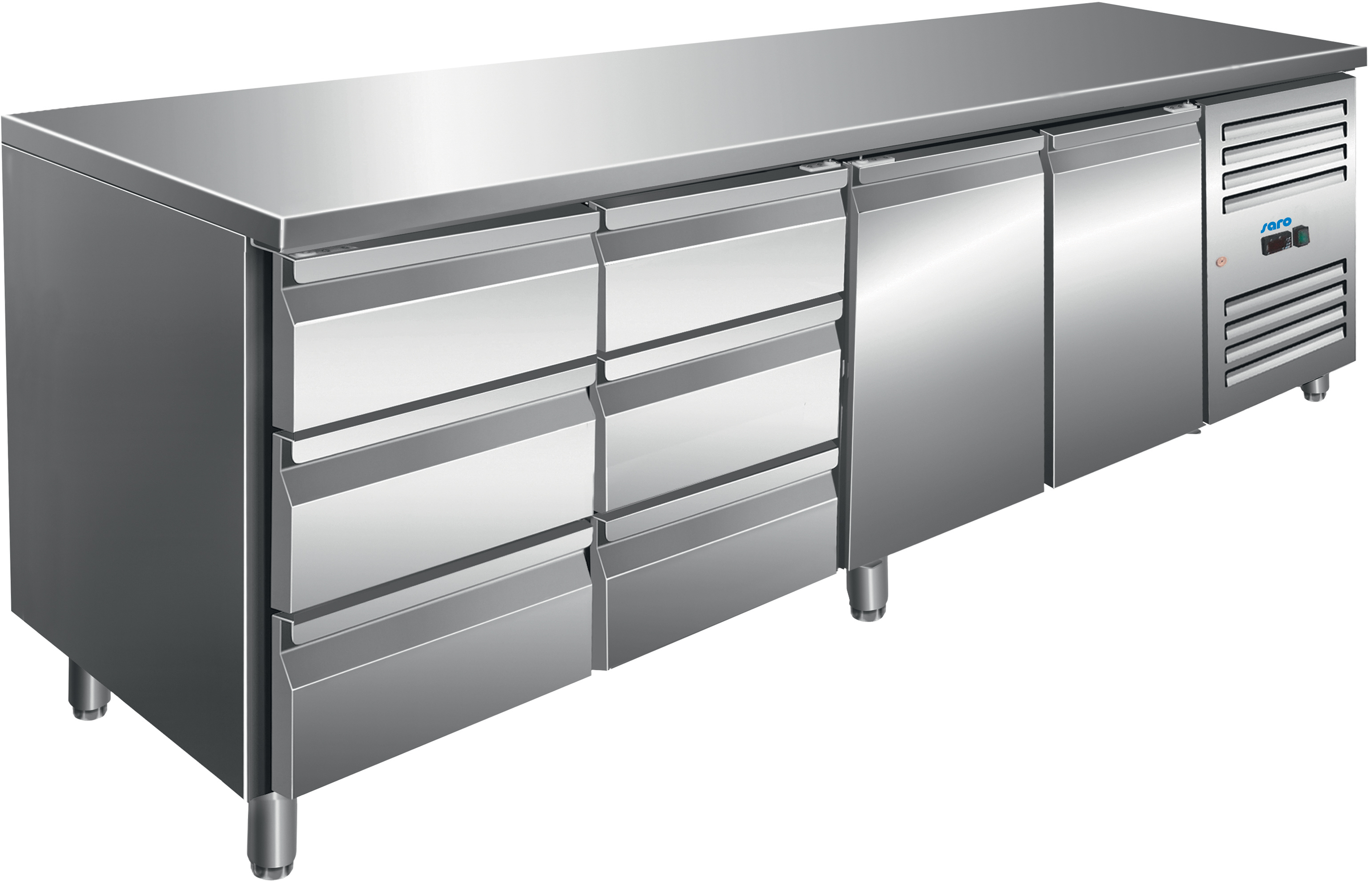 SARO Gekoelde werkbank met 2 deuren en 2x set van 3 lades, model KYLJA 4150 TN SARO Gekoelde werkbank met 2 deuren en 2x set van 3 lades, model KYLJA 4150 TN