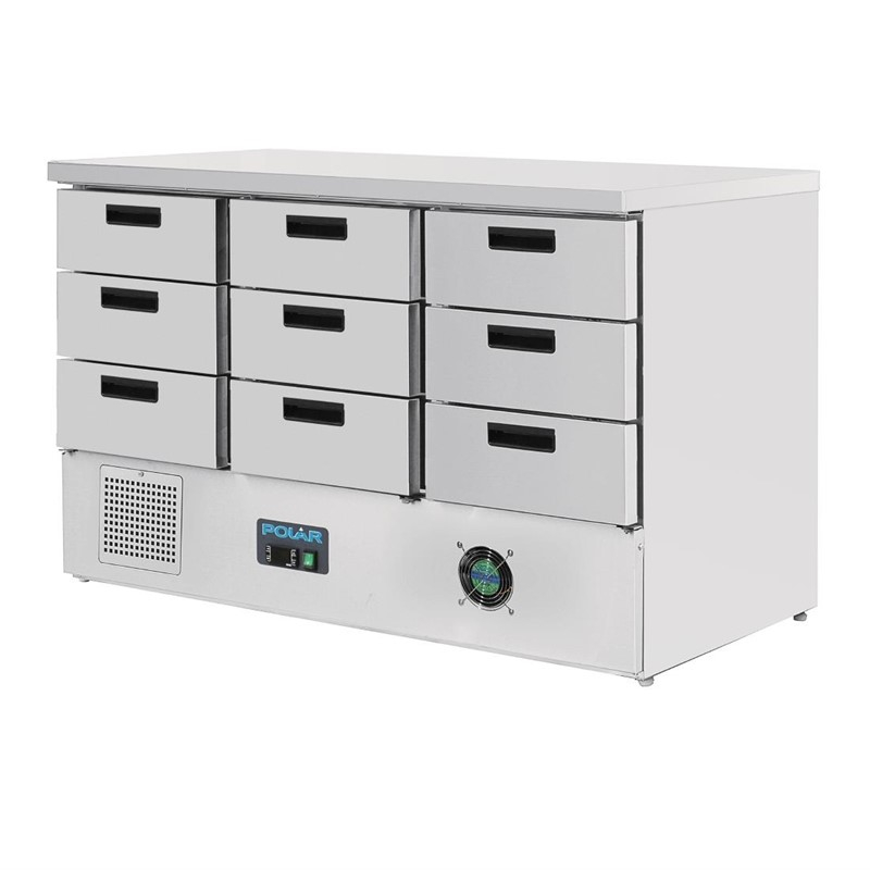 Polar G-serie koelwerkbank met 9 lades 368L Polar G-serie koelwerkbank met 9 lades 368L