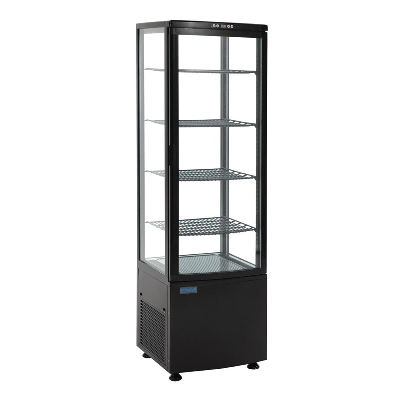 Polar C-serie koelvitrine met gebogen glasdeur 235L zwart Polar C-serie koelvitrine met gebogen glasdeur 235L zwart