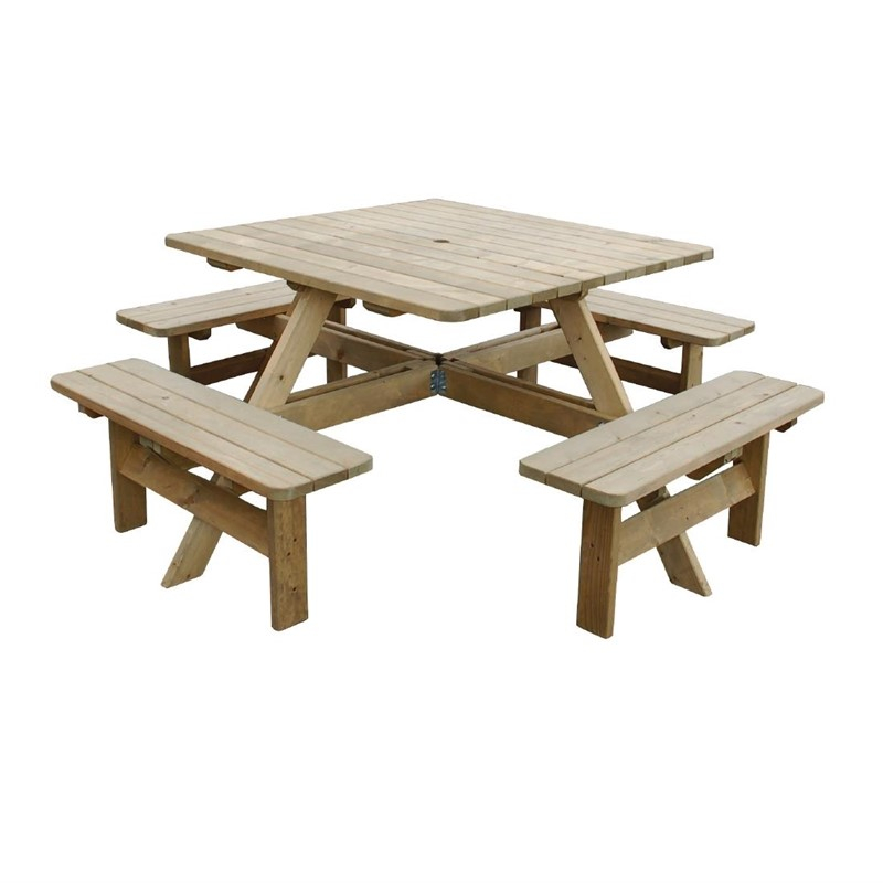 Rowlinson vierkante houten picknicktafel 198cm Rowlinson vierkante houten picknicktafel 198cm