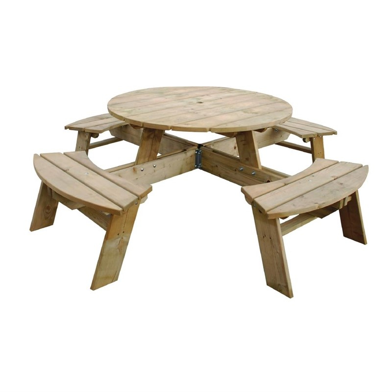 Rowlinson ronde houten picknicktafel 200(Ø)cm Rowlinson ronde houten picknicktafel 200(Ø)cm