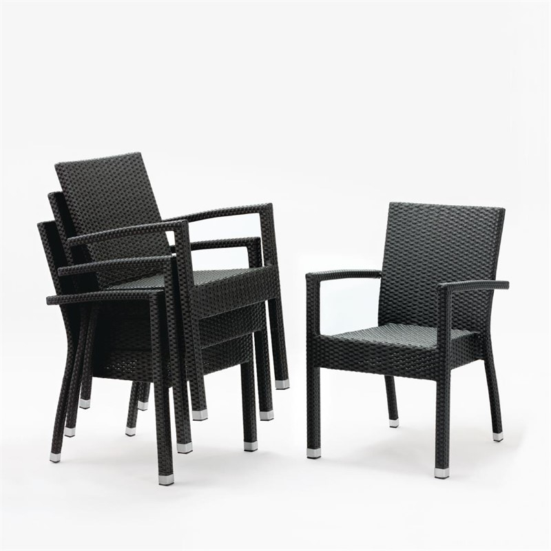 Bolero polyrotan stoelen met armleuning antraciet (4 stuks) Bolero polyrotan stoelen met armleuning antraciet (4 stuks)