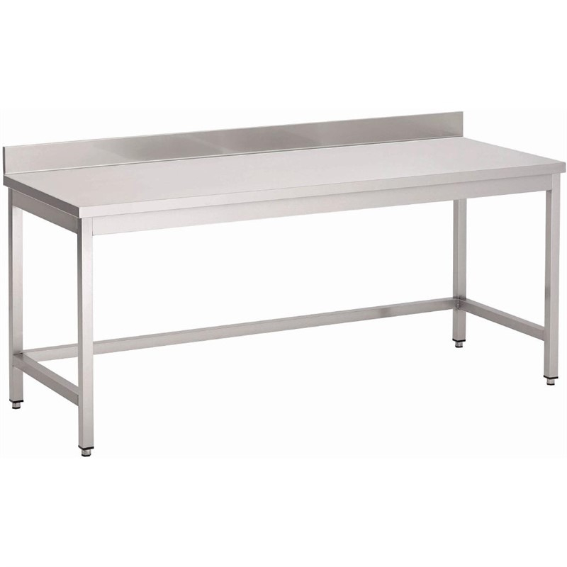 Gastro M RVS werktafel zonder onderblad met achteropstand 85x150x70cm Gastro M RVS werktafel zonder onderblad met achteropstand 85x150x70cm