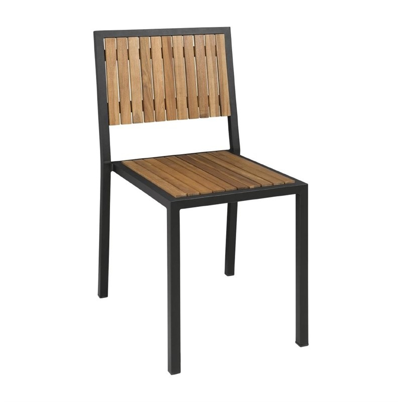Bolero stalen en acaciahouten stoelen (4 stuks) Bolero stalen en acaciahouten stoelen (4 stuks)