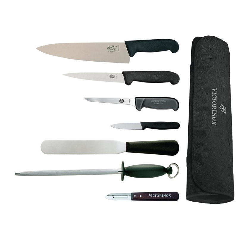 Victorinox 7-delige messenset met 21,5cm koksmes en foedraal Victorinox 7-delige messenset met 21,5cm koksmes en foedraal