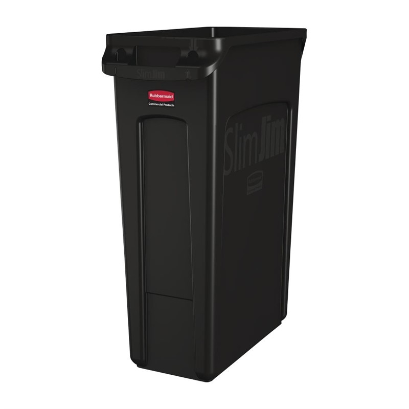 Rubbermaid Slim Jim afvalbak met ventilatiekanalen zwart 87L Rubbermaid Slim Jim afvalbak met ventilatiekanalen zwart 87L