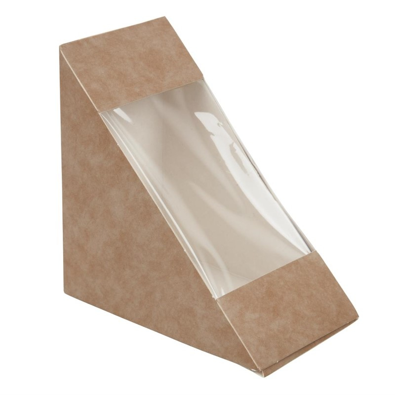 Colpac recyclebare driehoekige kraft sandwichboxen met PLA-venster (500 stuks) Colpac recyclebare driehoekige kraft sandwichboxen met PLA-venster (500 stuks)