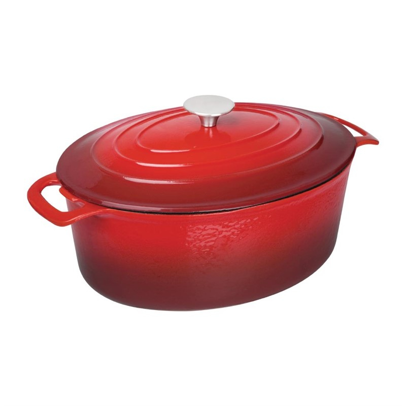 Vogue ovale inductie braadpan rood 6L Vogue ovale inductie braadpan rood 6L