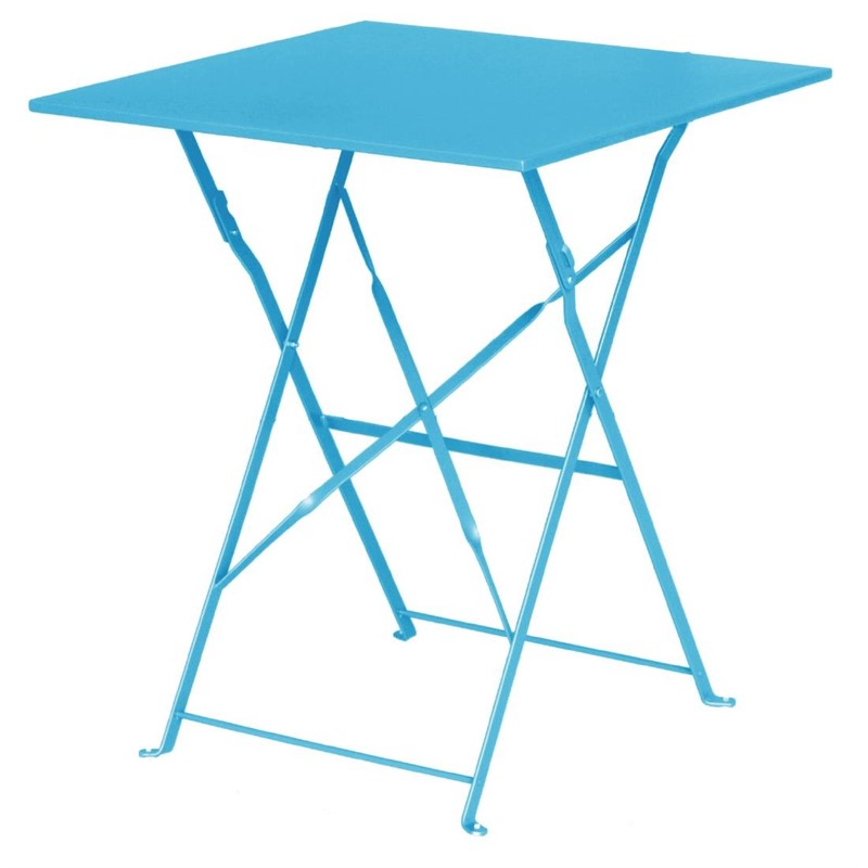 Bolero vierkante opklapbare stalen tafel turquoise 60cm Bolero vierkante opklapbare stalen tafel turquoise 60cm