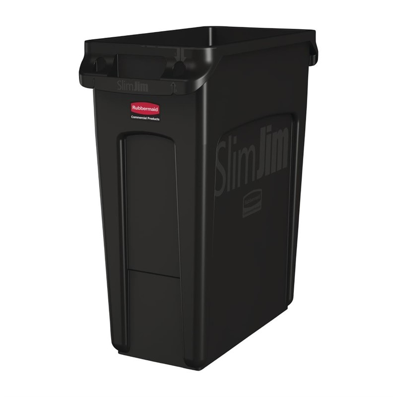 Rubbermaid Slim Jim afvalbak met ventilatiekanalen zwart 60L Rubbermaid Slim Jim afvalbak met ventilatiekanalen zwart 60L