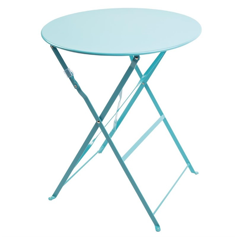 Bolero ronde stalen opklapbare tafel turquoise 59,5cm Bolero ronde stalen opklapbare tafel turquoise 59,5cm