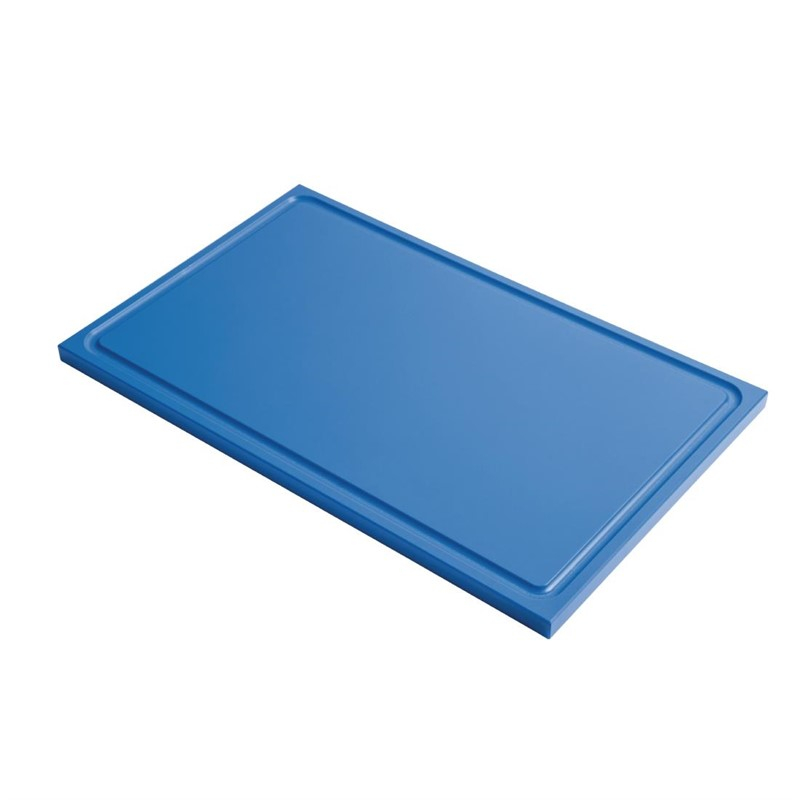Gastro M GN1/1 HDPE snijplank met sapgeul blauw Gastro M GN1/1 HDPE snijplank met sapgeul blauw