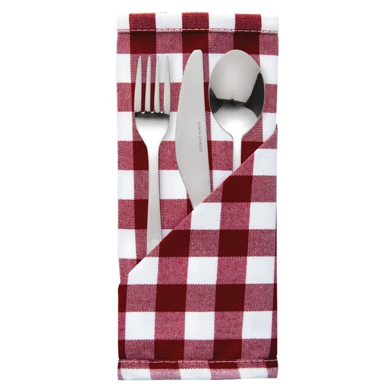Mitre Comfort Gingham servet rood-wit 41x41cm (10 stuks) Mitre Comfort Gingham servet rood-wit 41x41cm (10 stuks)