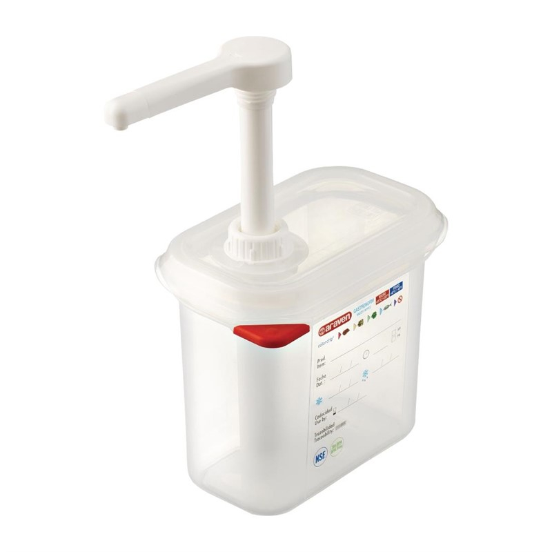 Araven sausdispenser GN 1/9 transparant 1,5L Araven sausdispenser GN 1/9 transparant 1,5L