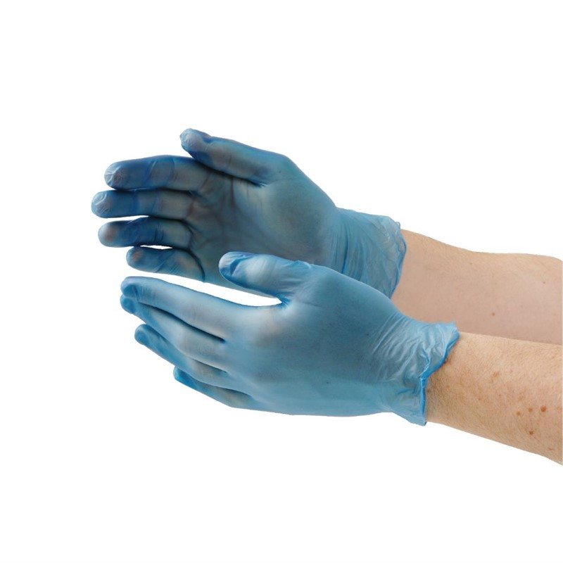 Hygiplas vinyl handschoenen blauw poedervrij M (100 stuks) Hygiplas vinyl handschoenen blauw poedervrij M (100 stuks)