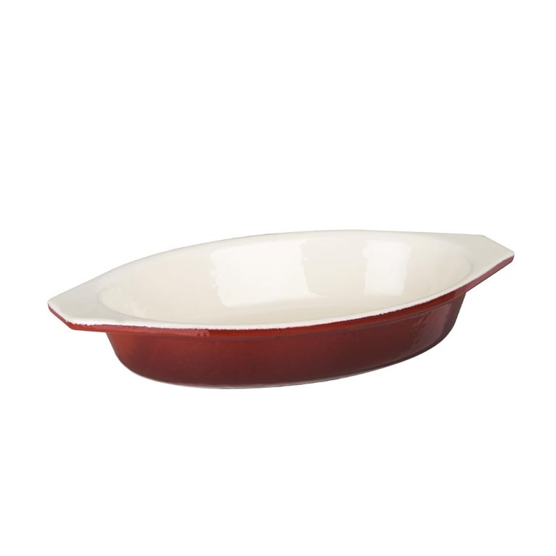 Vogue ovale gietijzeren gratineerschaal rood 0,65L Vogue ovale gietijzeren gratineerschaal rood 0,65L
