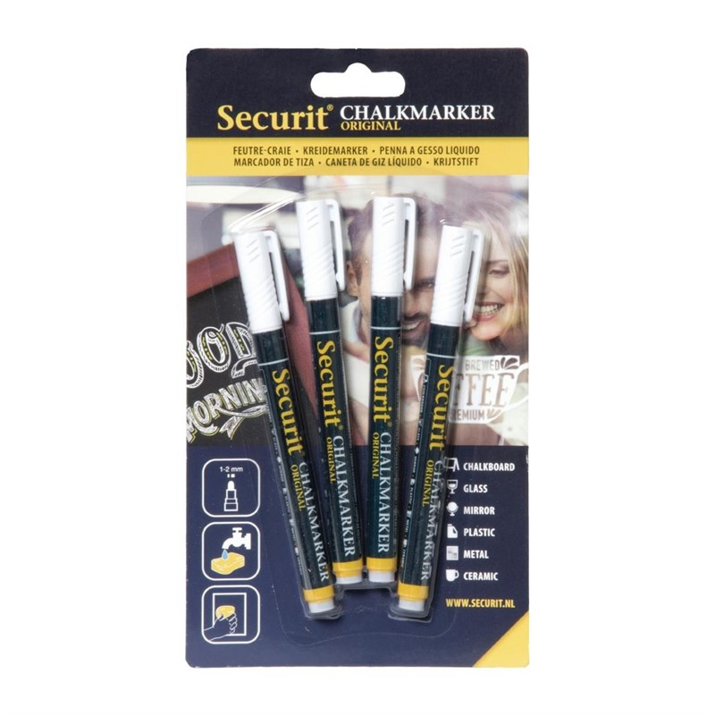 Securit wisbare krijtstiften 2mm wit (4 stuks) Securit wisbare krijtstiften 2mm wit (4 stuks)