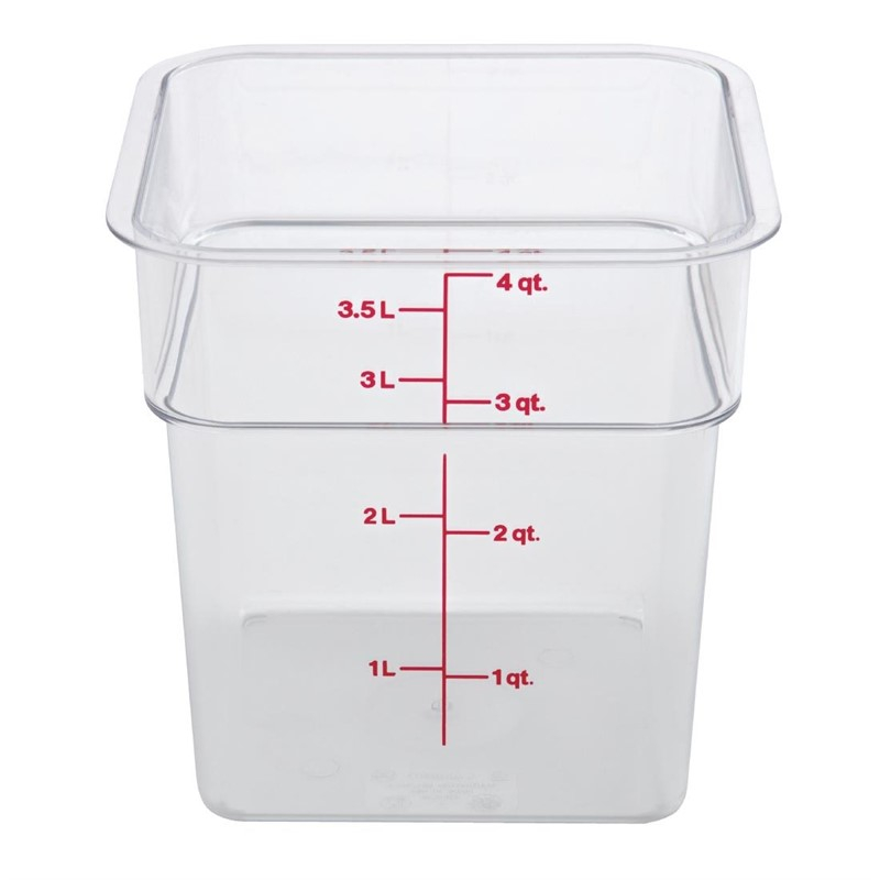 Cambro Camsquare vierkante polycarbonaat voedseldoos 3,8L Cambro Camsquare vierkante polycarbonaat voedseldoos 3,8L