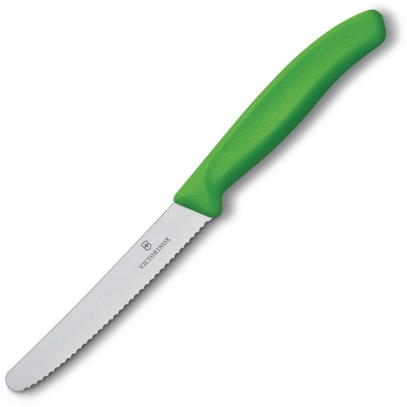 Victorinox gekarteld tomatenmes groen 11cm Victorinox gekarteld tomatenmes groen 11cm