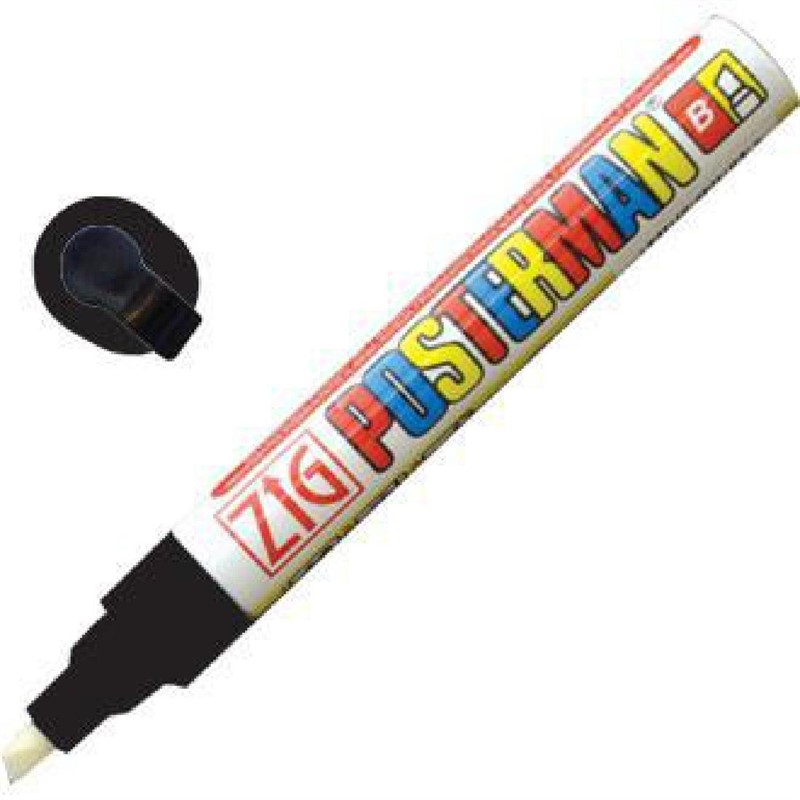 Securit Zig Posterman weerbestendige krijtstift zwart 6mm Securit Zig Posterman weerbestendige krijtstift zwart 6mm
