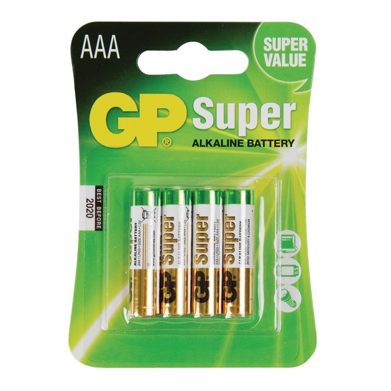 GP AAA alkaline batterijen (4 stuks) GP AAA alkaline batterijen (4 stuks)