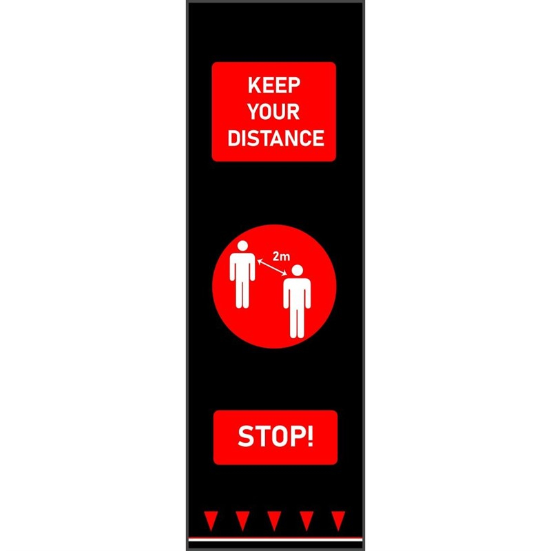 Social distancing vloermat 200x65cm 'Keep your distance' rood - mensen Social distancing vloermat 200x65cm 'Keep your distance' rood - mensen