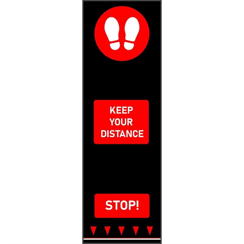 Social distancing vloermat 200x65cm 'Keep your distance' rood - voetafdruk Social distancing vloermat 200x65cm 'Keep your distance' rood - voetafdruk