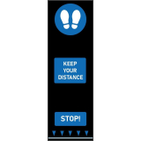 Social Distancing Vloermat 200x65cm 'keep Your Distance' Blauw - Voetafdruk