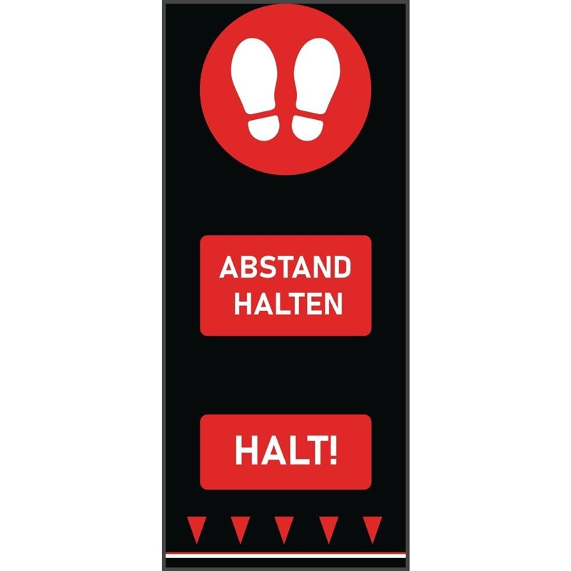 Social distancing vloermat 150x65cm rood - voetafdruk (let op: Duitse tekst) Social distancing vloermat 150x65cm rood - voetafdruk (let op: Duitse tekst)