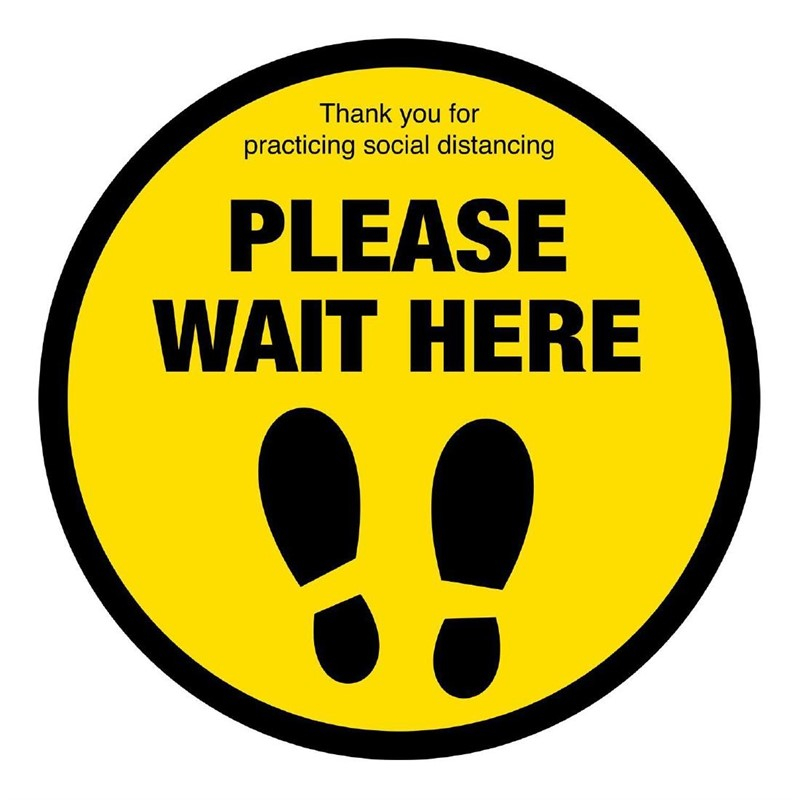Social distancing vloersticker 'Please Wait Here' 40cm Social distancing vloersticker 'Please Wait Here' 40cm