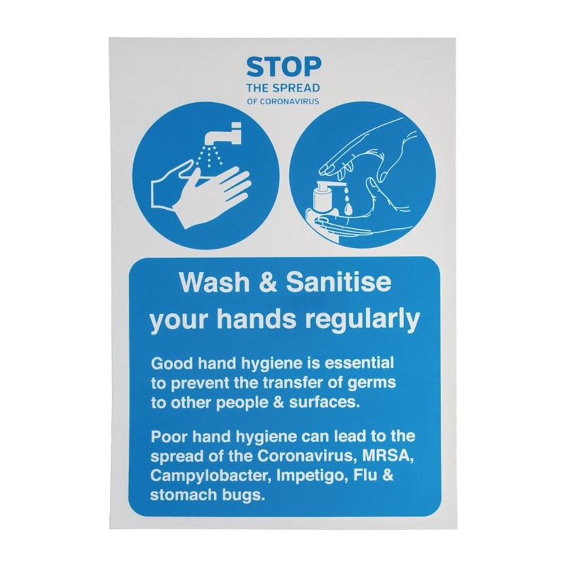 Vinylsticker A4 'Wash & sanitise your hands regularly' Vinylsticker A4 'Wash & sanitise your hands regularly'