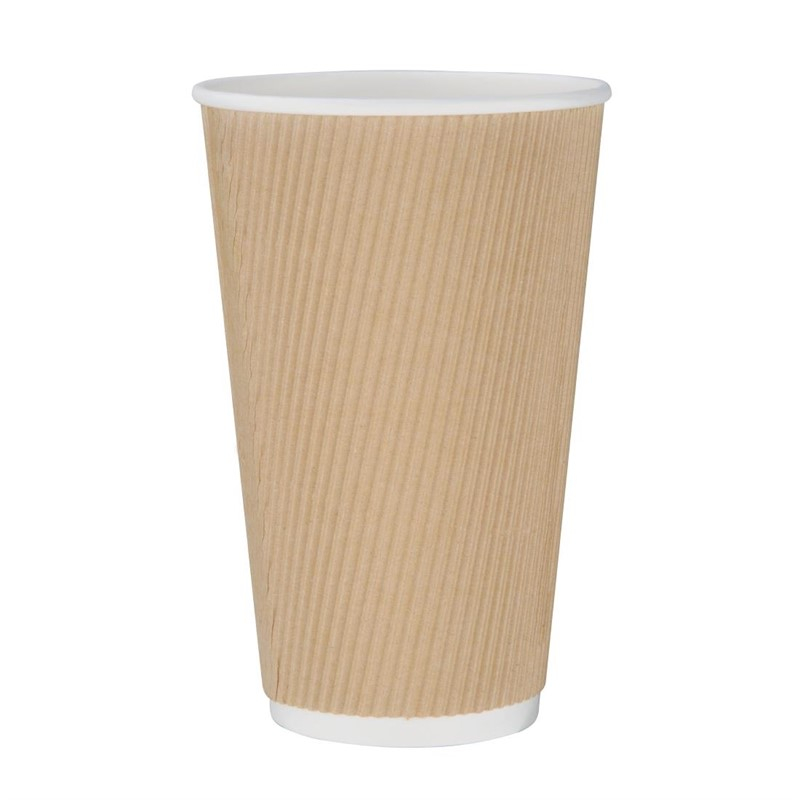 Fiesta Recyclable koffiebeker ribbelwand kraft 455ml (25 stuks) Fiesta Recyclable koffiebeker ribbelwand kraft 455ml (25 stuks)